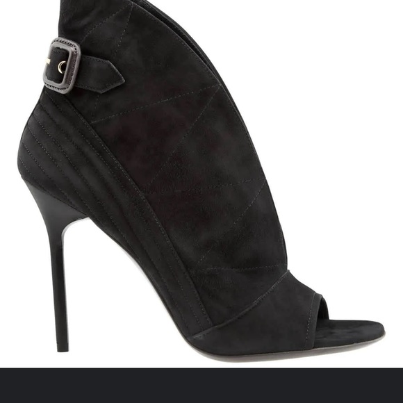 Burberry Suede Peep-toe ankle boots. Size 7 - Picture 2 of 8